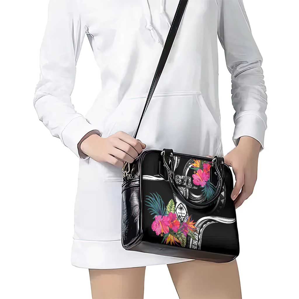 Hafa Adai Guam Shoulder Handbag Polynesian Tattoo Tropical Flowers