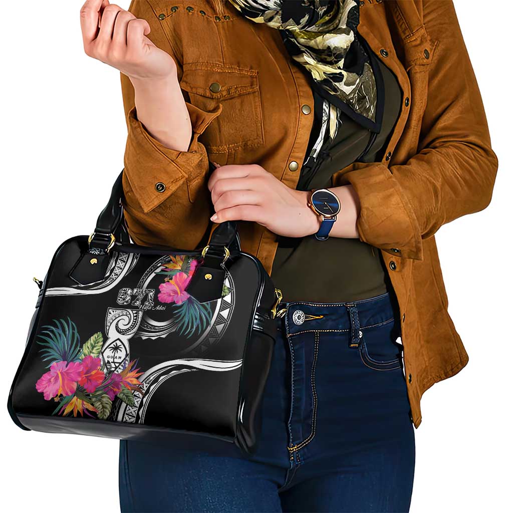 Hafa Adai Guam Shoulder Handbag Polynesian Tattoo Tropical Flowers