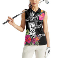 Hafa Adai Guam Women Sleeveless Polo Shirt Polynesian Tattoo Tropical Flowers LT05 - Polynesian Pride