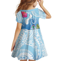 Hafa Adai Guam Family Matching Off Shoulder Maxi Dress and Hawaiian Shirt Tropical Flowers Blue Gradient LT05 - Polynesian Pride