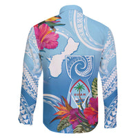 Hafa Adai Guam Family Matching Summer Maxi Dress and Hawaiian Shirt Tropical Flowers Blue Gradient LT05 - Polynesian Pride