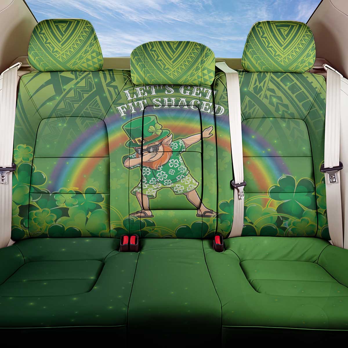 Hawaii Saint Patrick's Day Back Car Seat Cover Let's Get Fit Shaced LT05 One Size Green - Polynesian Pride