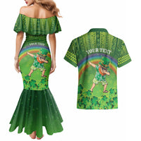 Personalised Hawaii Saint Patrick's Day Couples Matching Mermaid Dress and Hawaiian Shirt Let's Get Fit Shaced
