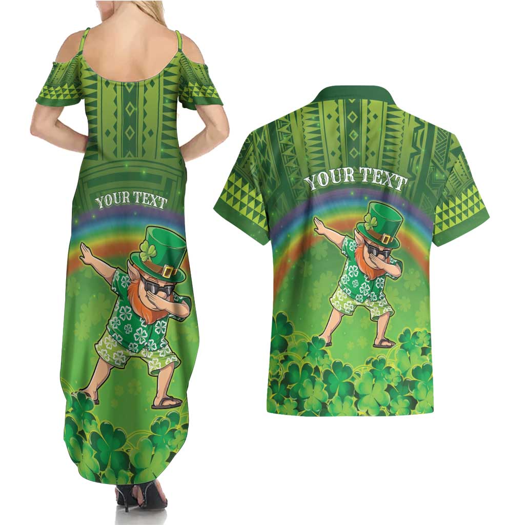 Personalised Hawaii Saint Patrick's Day Couples Matching Summer Maxi Dress and Hawaiian Shirt Let's Get Fit Shaced