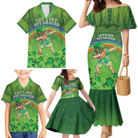Personalised Hawaii Saint Patrick's Day Family Matching Mermaid Dress and Hawaiian Shirt Let's Get Fit Shaced LT05 - Polynesian Pride