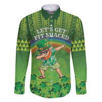 Personalised Hawaii Saint Patrick's Day Family Matching Mermaid Dress and Hawaiian Shirt Let's Get Fit Shaced LT05 Dad's Shirt - Long Sleeve Green - Polynesian Pride