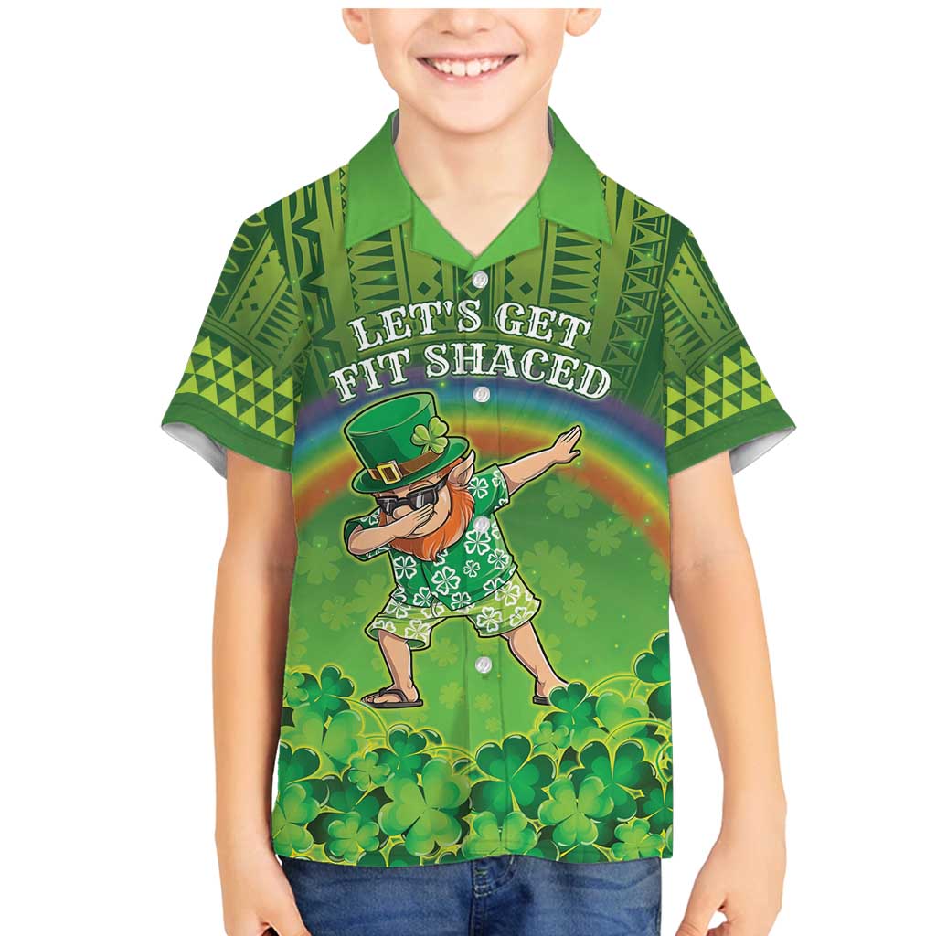 Personalised Hawaii Saint Patrick's Day Family Matching Mermaid Dress and Hawaiian Shirt Let's Get Fit Shaced LT05 Son's Shirt Green - Polynesian Pride