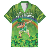 Personalised Hawaii Saint Patrick's Day Family Matching Off Shoulder Maxi Dress and Hawaiian Shirt Let's Get Fit Shaced LT05 Dad's Shirt - Short Sleeve Green - Polynesian Pride