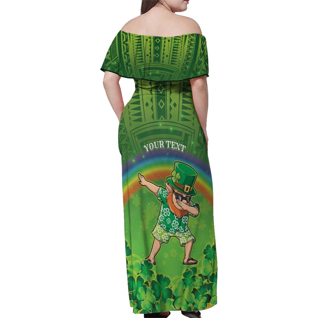 Personalised Hawaii Saint Patrick's Day Family Matching Off Shoulder Maxi Dress and Hawaiian Shirt Let's Get Fit Shaced LT05 - Polynesian Pride