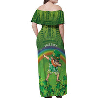 Personalised Hawaii Saint Patrick's Day Family Matching Off Shoulder Maxi Dress and Hawaiian Shirt Let's Get Fit Shaced LT05 - Polynesian Pride