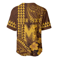 Personalised Hawaii Mililani High School Baseball Jersey Tribal Tattoo With Hibiscus Flowers
