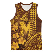 Personalised Hawaii Mililani High School Basketball Jersey Tribal Tattoo With Hibiscus Flowers LT05 Unisex Brown - Polynesian Pride