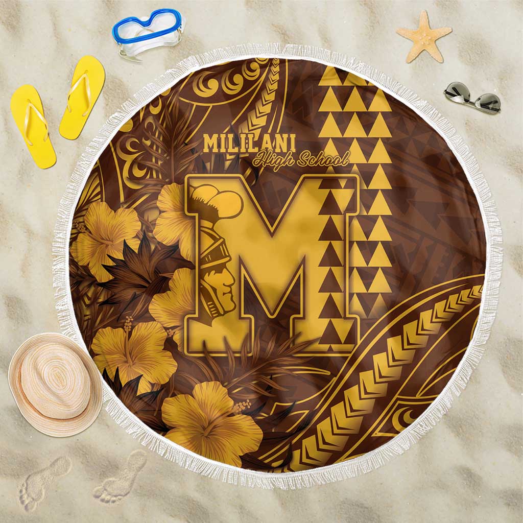 Hawaii Mililani High School Beach Blanket Tribal Tattoo With Hibiscus Flowers LT05 One Size 150cm Brown - Polynesian Pride
