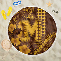 Hawaii Mililani High School Beach Blanket Tribal Tattoo With Hibiscus Flowers LT05 One Size 150cm Brown - Polynesian Pride