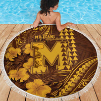Hawaii Mililani High School Beach Blanket Tribal Tattoo With Hibiscus Flowers LT05 - Polynesian Pride