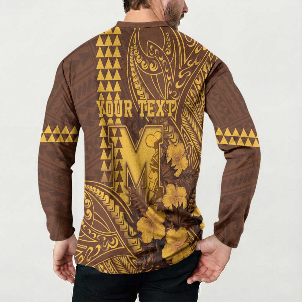 Personalised Hawaii Mililani High School Button Sweatshirt Tribal Tattoo With Hibiscus Flowers