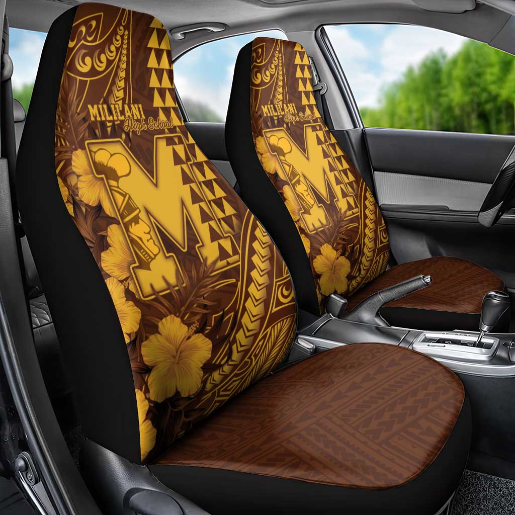 Hawaii Mililani High School Car Seat Cover Tribal Tattoo With Hibiscus Flowers LT05 - Polynesian Pride
