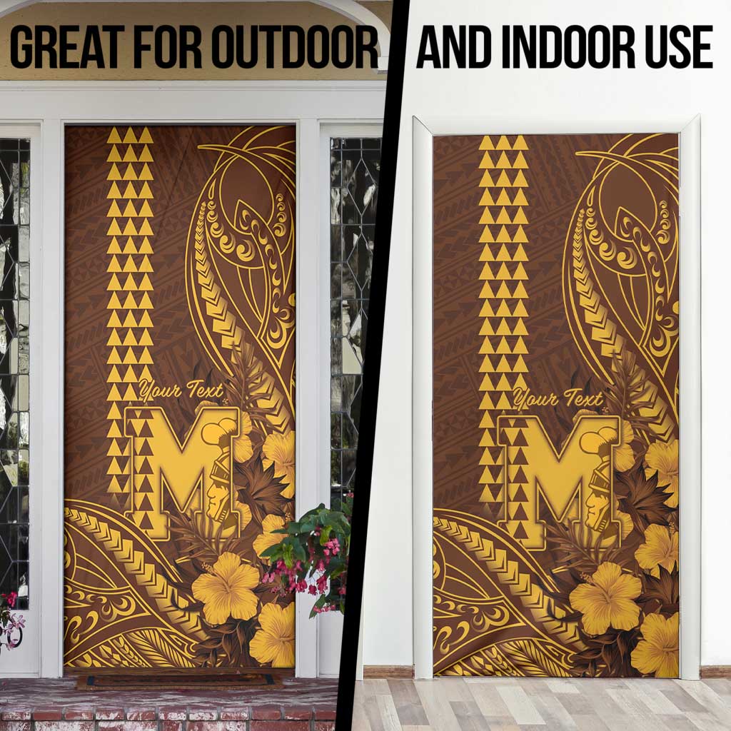 Personalised Hawaii Mililani High School Door Cover Tribal Tattoo With Hibiscus Flowers LT05 - Polynesian Pride