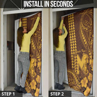 Personalised Hawaii Mililani High School Door Cover Tribal Tattoo With Hibiscus Flowers LT05 - Polynesian Pride