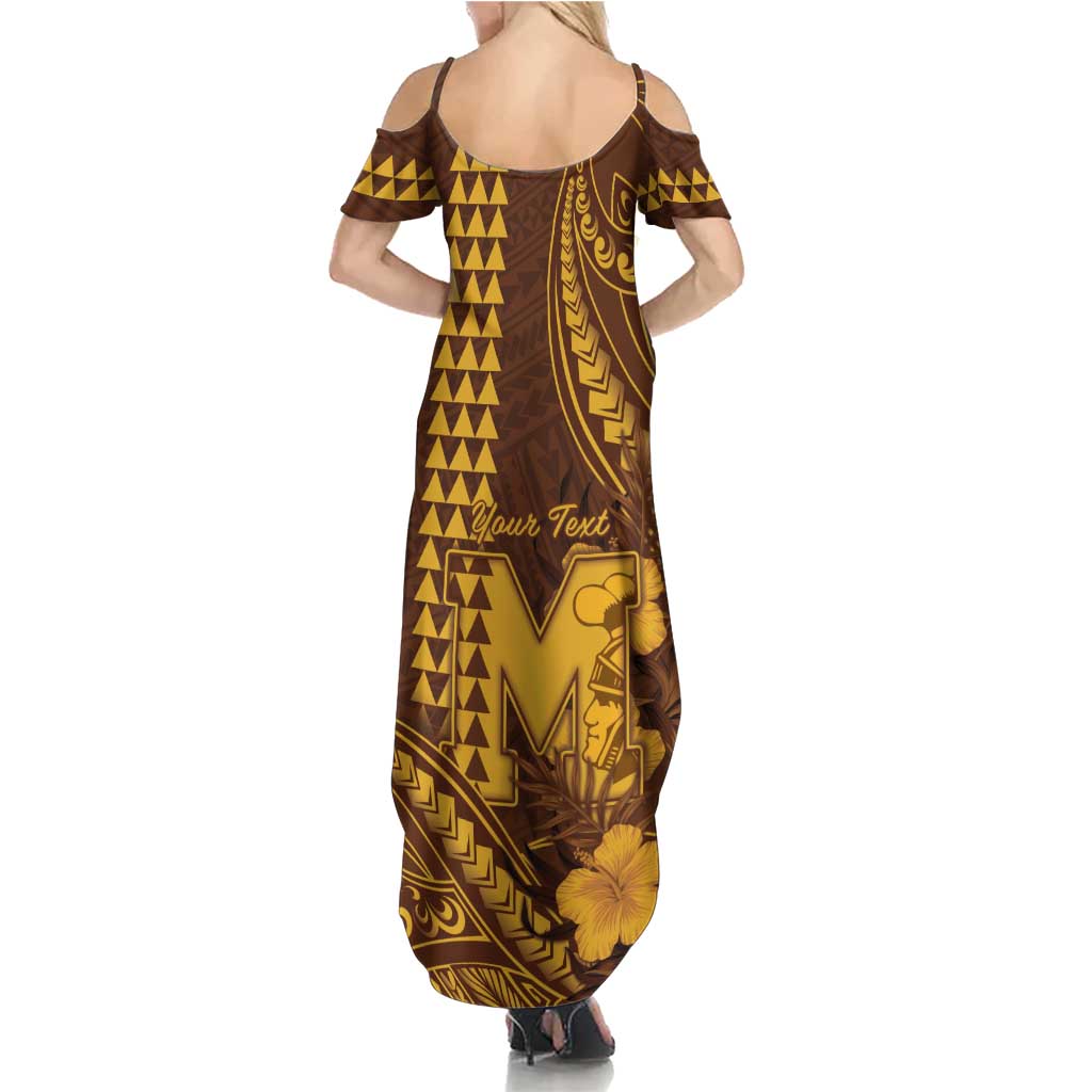 Personalised Hawaii Mililani High School Family Matching Summer Maxi Dress and Hawaiian Shirt Tribal Tattoo With Hibiscus Flowers LT05 - Polynesian Pride
