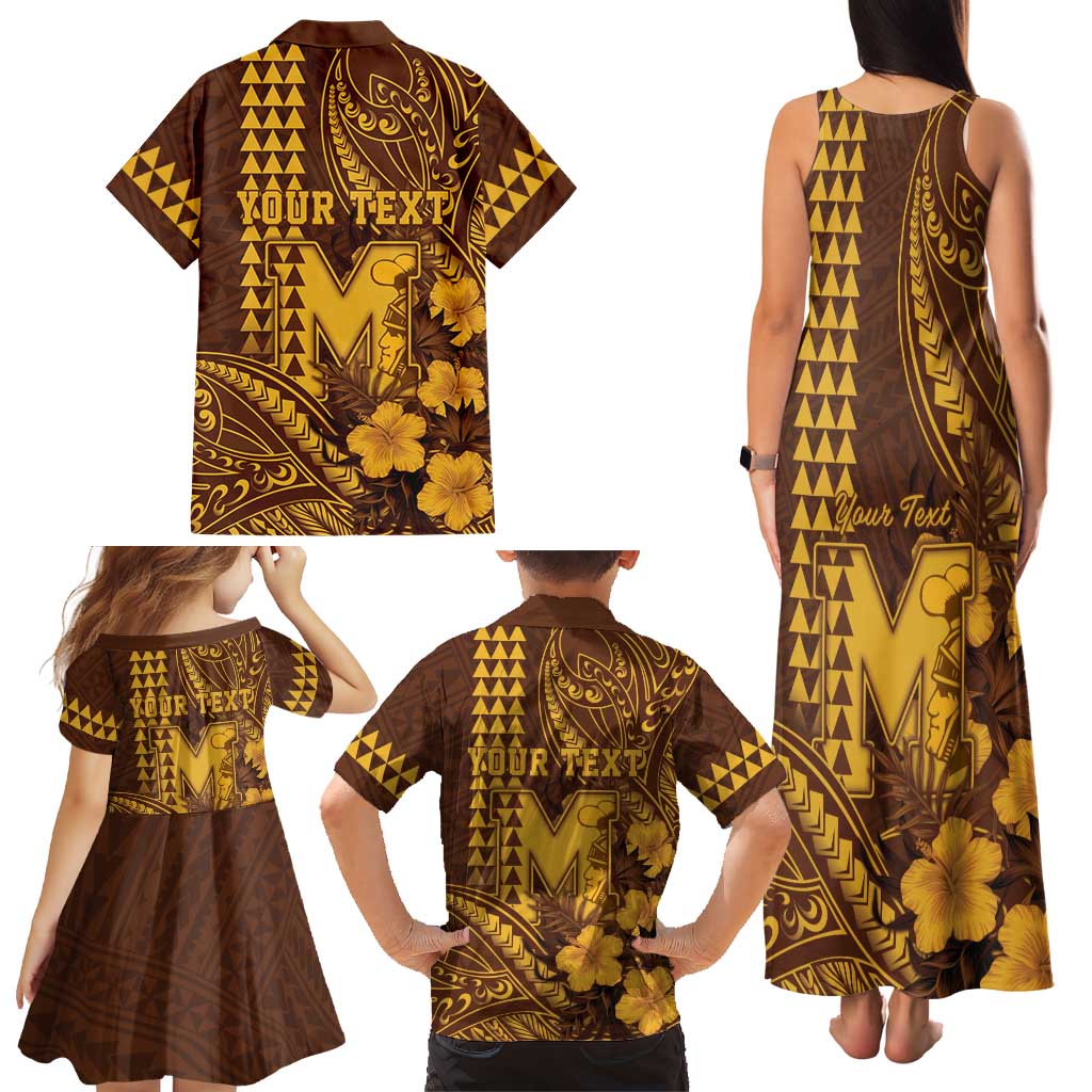 Personalised Hawaii Mililani High School Family Matching Tank Maxi Dress and Hawaiian Shirt Tribal Tattoo With Hibiscus Flowers LT05 - Polynesian Pride