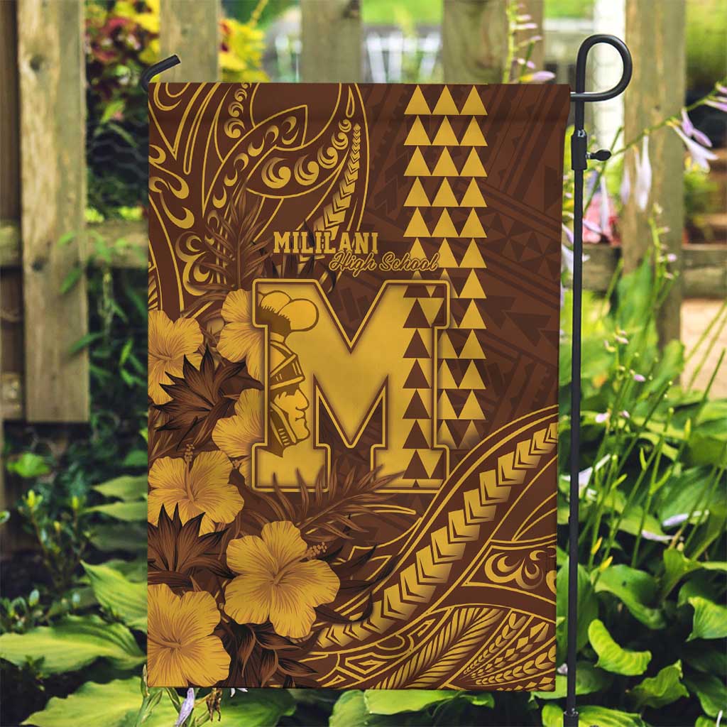 Hawaii Mililani High School Garden Flag Tribal Tattoo With Hibiscus Flowers