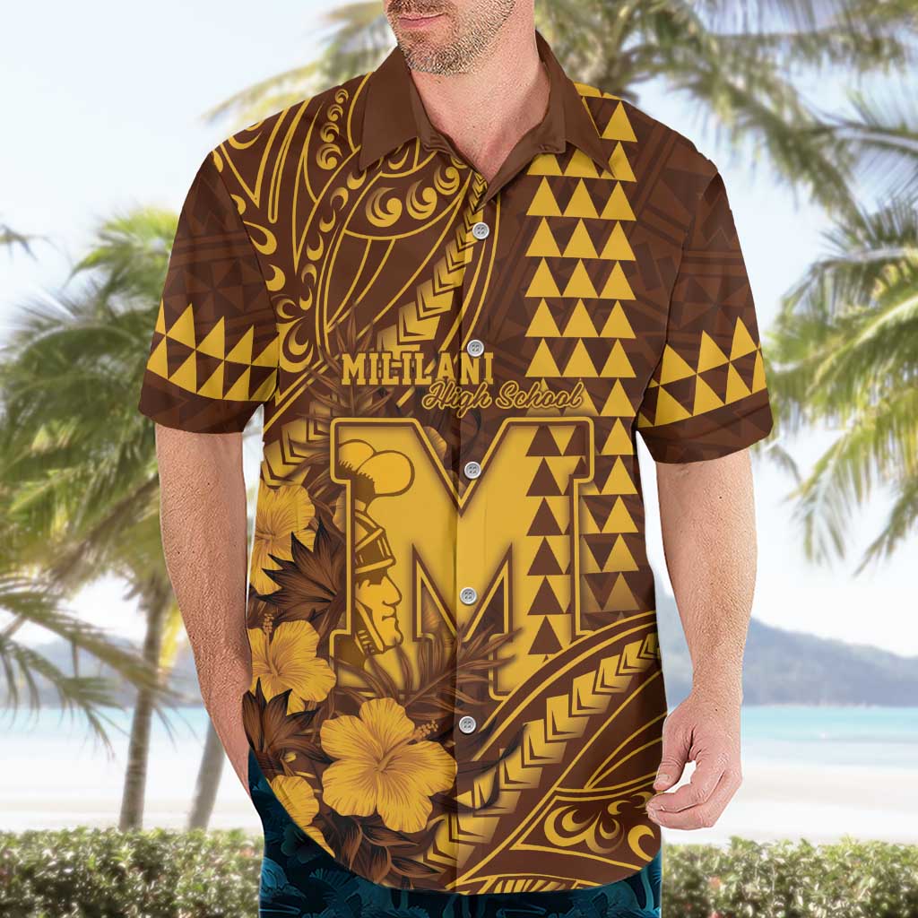 Personalised Hawaii Mililani High School Hawaiian Shirt Tribal Tattoo With Hibiscus Flowers LT05 - Polynesian Pride