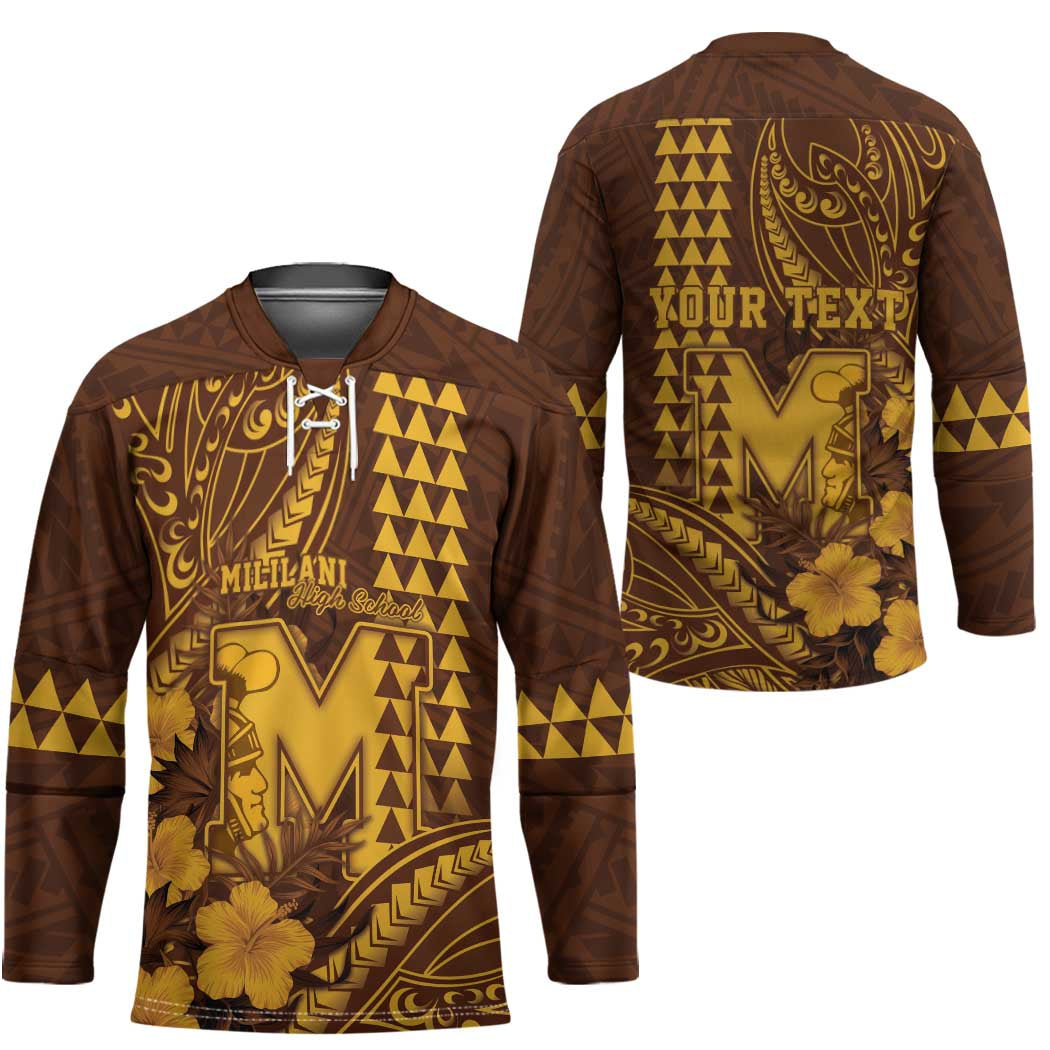 Personalised Hawaii Mililani High School Hockey Jersey Tribal Tattoo With Hibiscus Flowers LT05 - Polynesian Pride