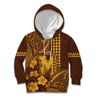 Personalised Hawaii Mililani High School Kid Hoodie Tribal Tattoo With Hibiscus Flowers LT05 Hoodie Brown - Polynesian Pride