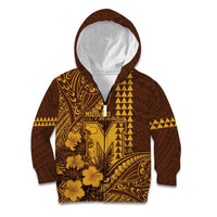 Personalised Hawaii Mililani High School Kid Hoodie Tribal Tattoo With Hibiscus Flowers LT05 Zip Hoodie Brown - Polynesian Pride