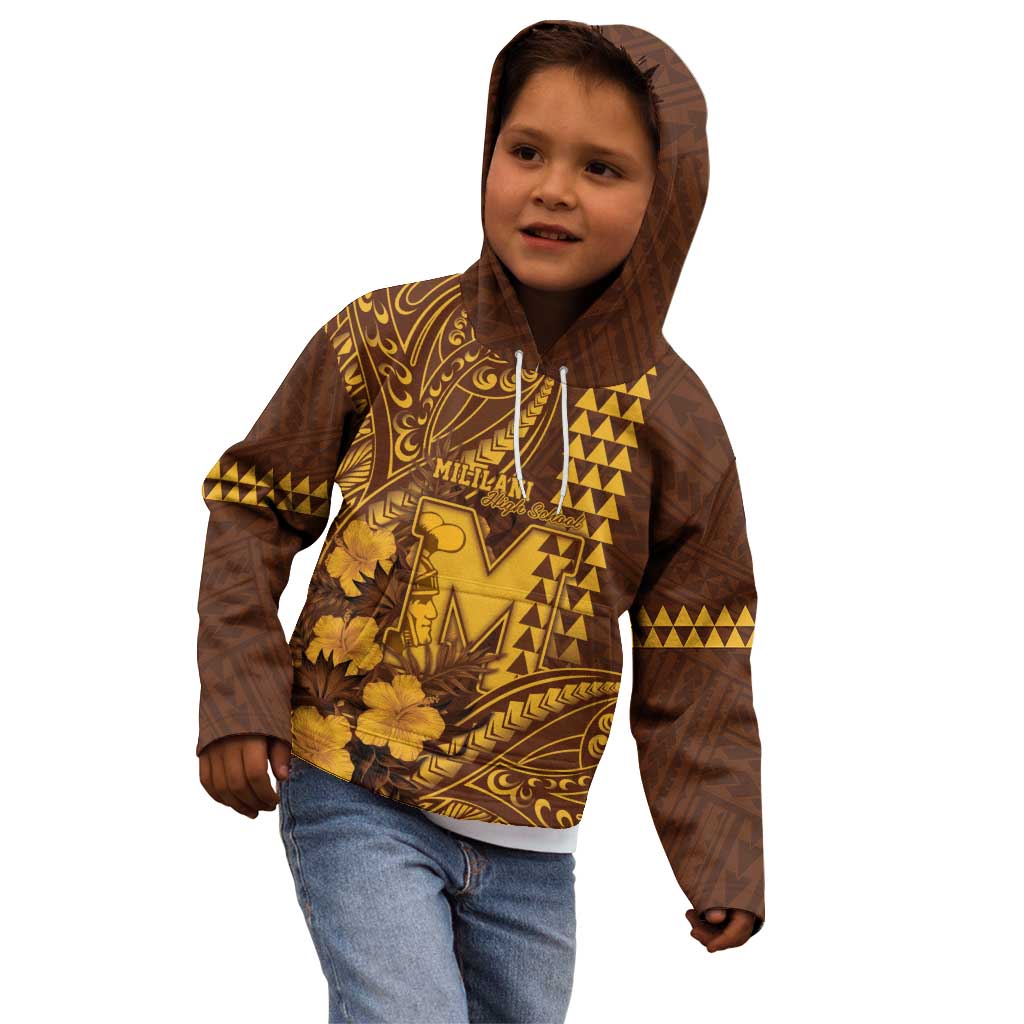 Personalised Hawaii Mililani High School Kid Hoodie Tribal Tattoo With Hibiscus Flowers LT05 - Polynesian Pride