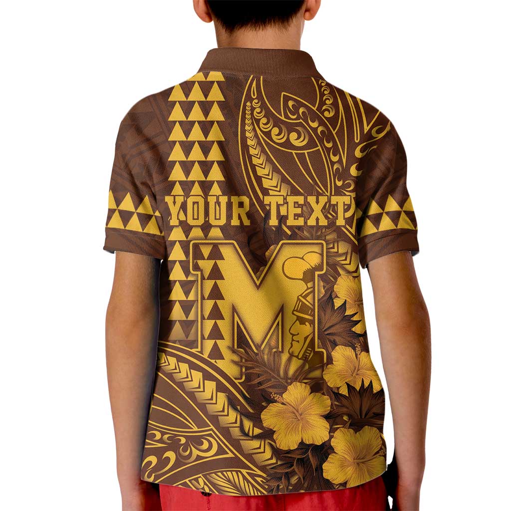 Personalised Hawaii Mililani High School Kid Polo Shirt Tribal Tattoo With Hibiscus Flowers LT05 - Polynesian Pride