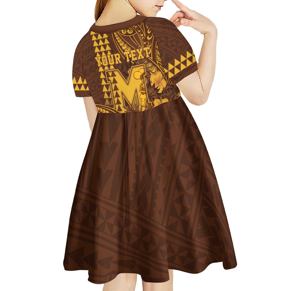 Personalised Hawaii Mililani High School Kid Short Sleeve Dress Tribal Tattoo With Hibiscus Flowers LT05 - Polynesian Pride