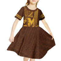 Personalised Hawaii Mililani High School Kid Short Sleeve Dress Tribal Tattoo With Hibiscus Flowers LT05 - Polynesian Pride