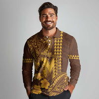 Personalised Hawaii Mililani High School Long Sleeve Polo Shirt Tribal Tattoo With Hibiscus Flowers LT05 - Polynesian Pride