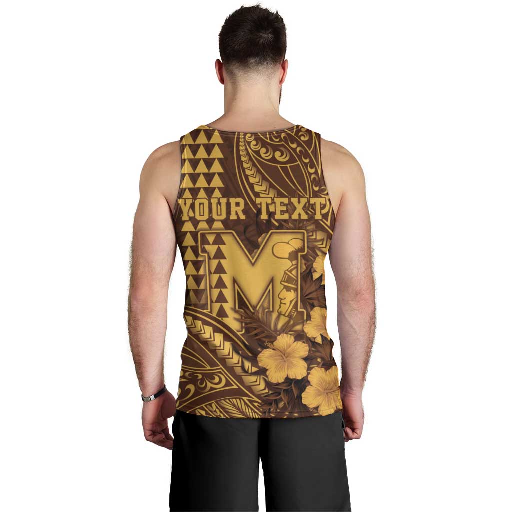 Personalised Hawaii Mililani High School Men Tank Top Tribal Tattoo With Hibiscus Flowers LT05 - Polynesian Pride