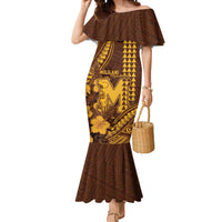 Personalised Hawaii Mililani High School Mermaid Dress Tribal Tattoo With Hibiscus Flowers LT05 Women Brown - Polynesian Pride
