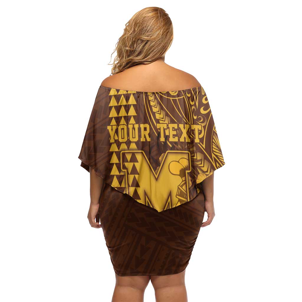 Personalised Hawaii Mililani High School Off Shoulder Short Dress Tribal Tattoo With Hibiscus Flowers LT05 - Polynesian Pride