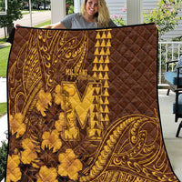 Hawaii Mililani High School Quilt Tribal Tattoo With Hibiscus Flowers LT05 Brown - Polynesian Pride