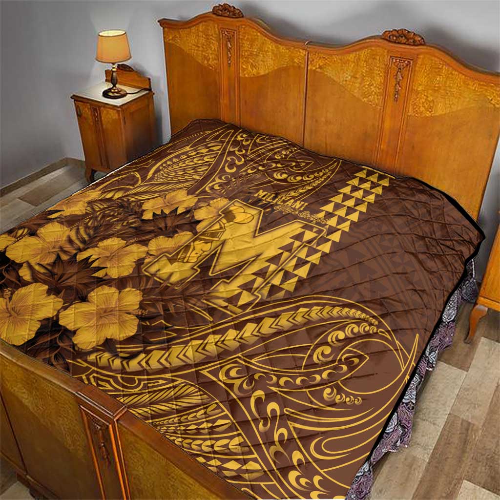 Hawaii Mililani High School Quilt Tribal Tattoo With Hibiscus Flowers LT05 - Polynesian Pride