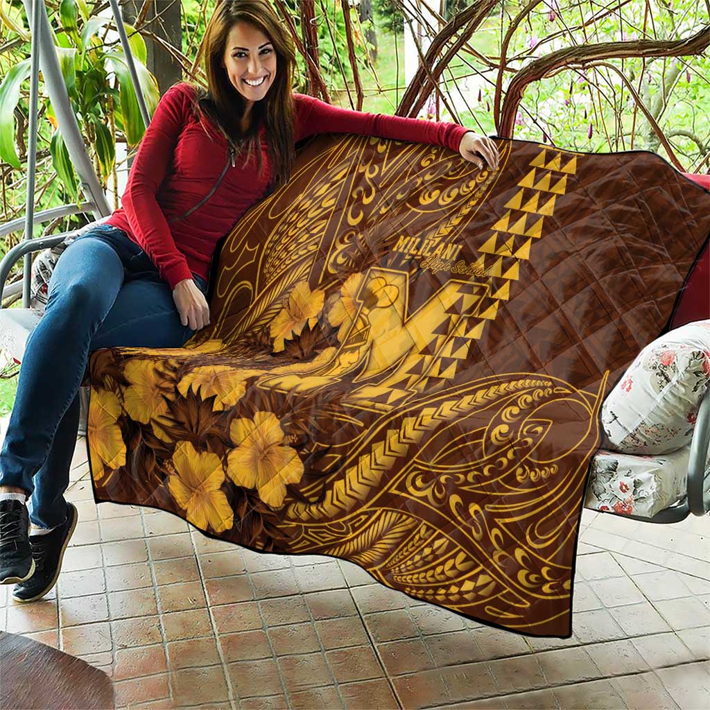 Hawaii Mililani High School Quilt Tribal Tattoo With Hibiscus Flowers LT05 - Polynesian Pride