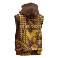 Personalised Hawaii Mililani High School Sleeveless Hoodie Tribal Tattoo With Hibiscus Flowers LT05 - Polynesian Pride