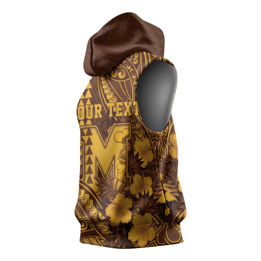 Personalised Hawaii Mililani High School Sleeveless Hoodie Tribal Tattoo With Hibiscus Flowers LT05 - Polynesian Pride