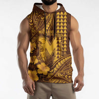 Personalised Hawaii Mililani High School Sleeveless Hoodie Tribal Tattoo With Hibiscus Flowers LT05 - Polynesian Pride