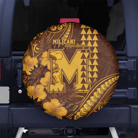 Hawaii Mililani High School Spare Tire Cover Tribal Tattoo With Hibiscus Flowers LT05 No hole Brown - Polynesian Pride