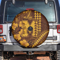 Hawaii Mililani High School Spare Tire Cover Tribal Tattoo With Hibiscus Flowers LT05 Brown - Polynesian Pride