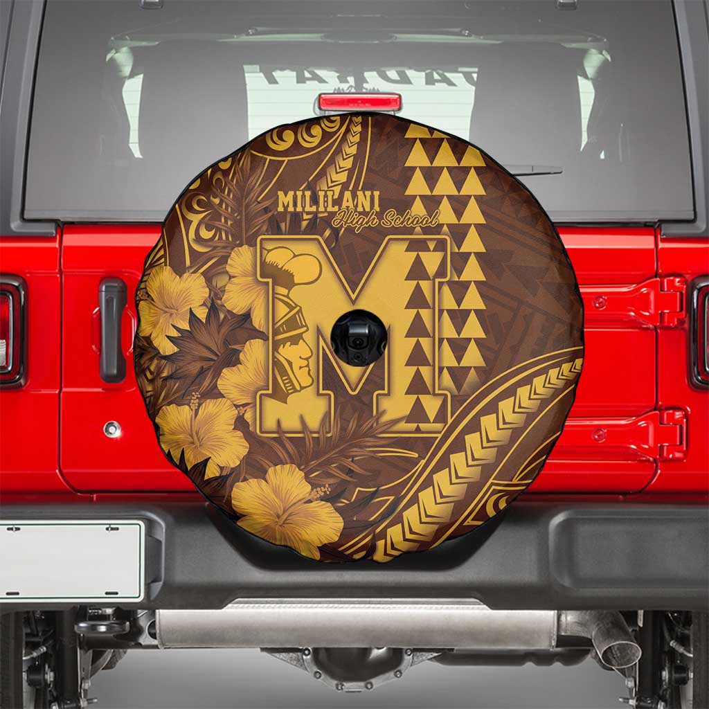 Hawaii Mililani High School Spare Tire Cover Tribal Tattoo With Hibiscus Flowers LT05 - Polynesian Pride