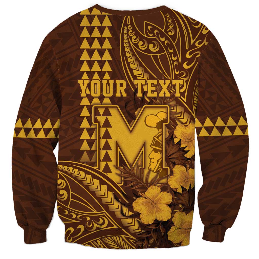 Personalised Hawaii Mililani High School Sweatshirt Tribal Tattoo With Hibiscus Flowers