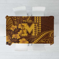 Hawaii Mililani High School Tablecloth Tribal Tattoo With Hibiscus Flowers