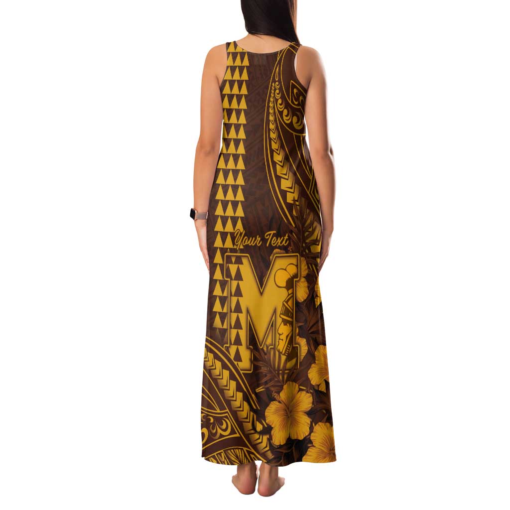 Personalised Hawaii Mililani High School Tank Maxi Dress Tribal Tattoo With Hibiscus Flowers LT05 - Polynesian Pride